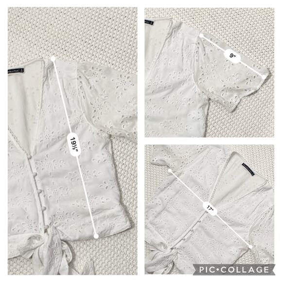 Abercrombie Fitch Eyelet Front Tie Blouse SZ S - Picture 3 of 9